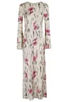Ganni Floral Print Maxi Dress In Neutral