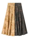 Ganni Black And Beige Floral Skirt In Yellow