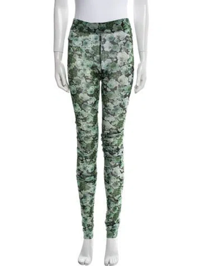 Pre-owned Ganni Floral Print Mesh Accents Lounge Set In Green