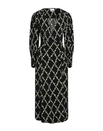 Ganni Floral Print Midi Dress In Animal Print