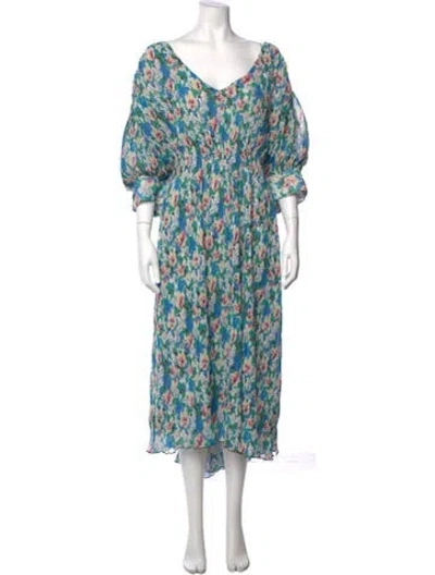 Pre-owned Ganni Floral Print Midi Length Dress