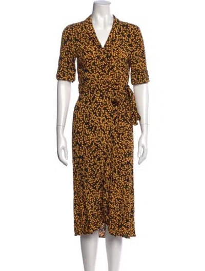 Pre-owned Ganni Floral Print Midi Length Dress In Black