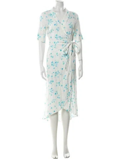 Pre-owned Ganni Floral Print Midi Length Dress In Blue