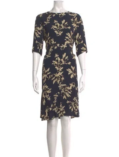 Pre-owned Ganni Floral Print Midi Length Dress In Green
