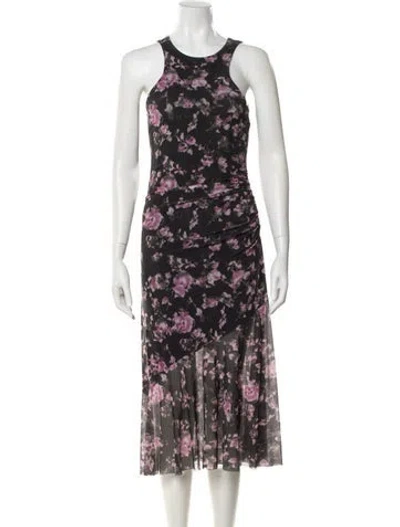Pre-owned Ganni Floral Print Midi Length Dress In Multi