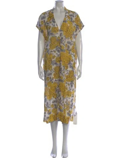 Pre-owned Ganni Floral Print Midi Length Dress In Multi