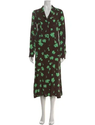 Pre-owned Ganni Floral Print Midi Length Dress In Multi