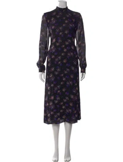 Pre-owned Ganni Floral Print Midi Length Dress In Multi