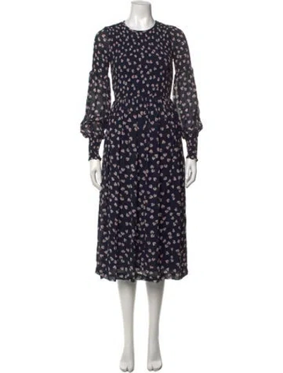 Pre-owned Ganni Floral Print Midi Length Dress In Multi