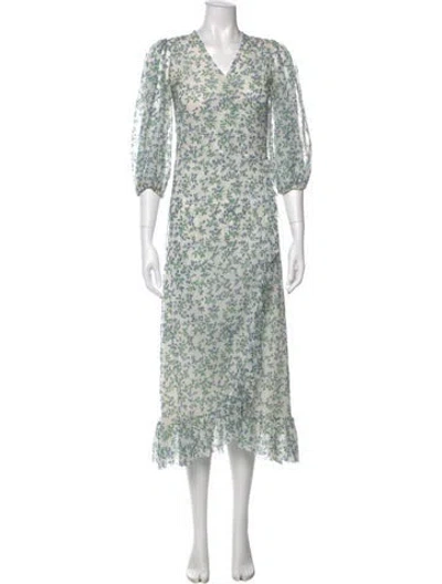 Pre-owned Ganni Floral Print Midi Length Dress In Multi