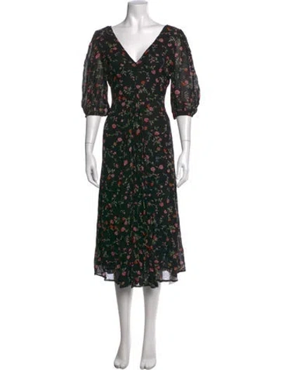 Pre-owned Ganni Floral Print Midi Length Dress In Multi