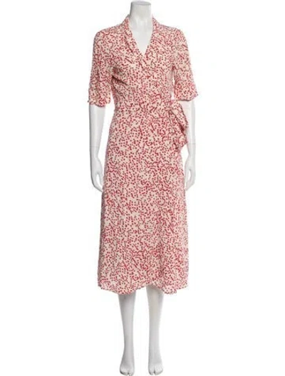 Pre-owned Ganni Floral Print Midi Length Dress In Neutrals/red