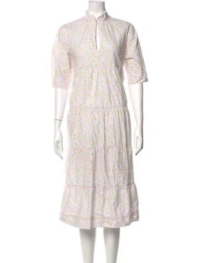 Pre-owned Ganni Floral Print Midi Length Dress In Pink