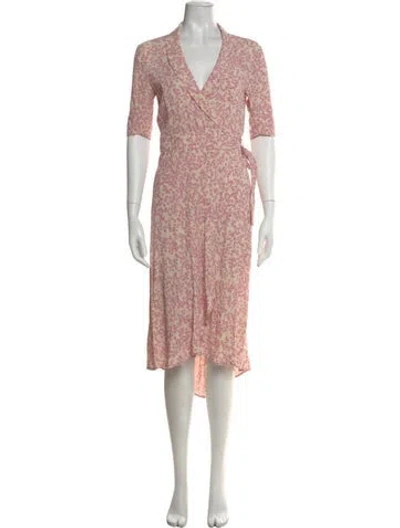 Pre-owned Ganni Floral Print Midi Length Dress In Pink