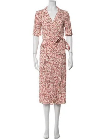 Pre-owned Ganni Floral Print Midi Length Dress In Red