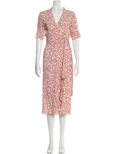 Pre-owned Ganni Floral Print Midi Length Dress In Red