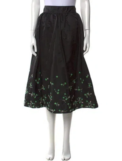 Pre-owned Ganni Floral Print Midi Length Skirt In Black