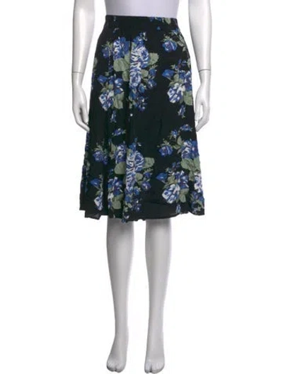 Pre-owned Ganni Floral Print Midi Length Skirt In Black