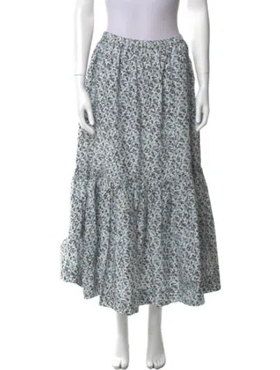 Pre-owned Ganni Floral Print Midi Length Skirt In Blue
