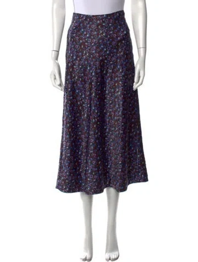 Pre-owned Ganni Floral Print Midi Length Skirt In Blue