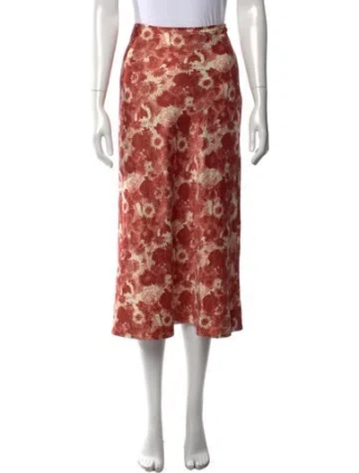 Pre-owned Ganni Floral Print Midi Length Skirt In Neutral