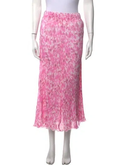 Pre-owned Ganni Floral Print Midi Length Skirt In Pink