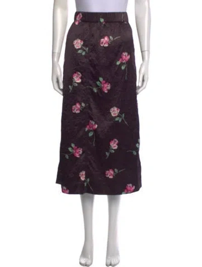 Pre-owned Ganni Floral Print Midi Length Skirt In Purple