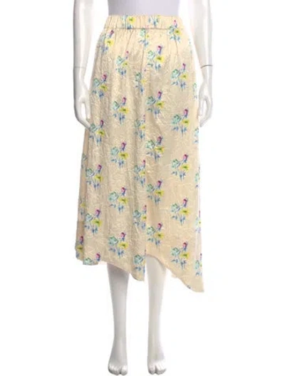 Pre-owned Ganni Floral Print Midi Length Skirt In Yellow