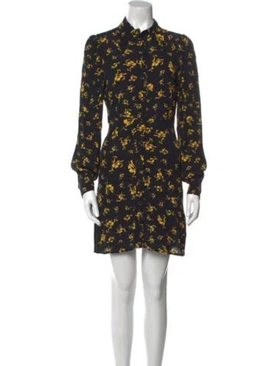 Pre-owned Ganni Floral Print Mini Dress In Black
