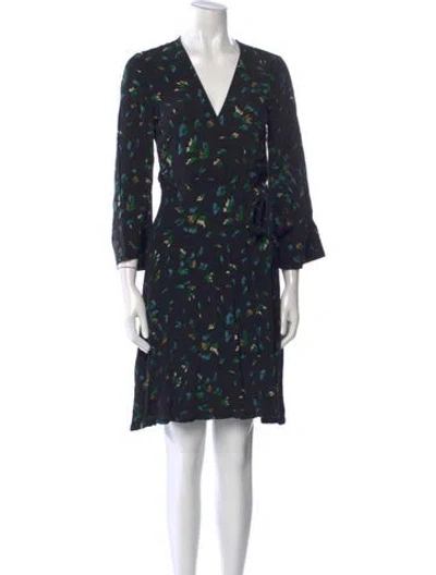 Pre-owned Ganni Floral Print Mini Dress In Black