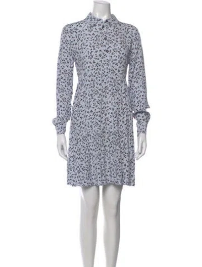 Pre-owned Ganni Floral Print Mini Dress In Blue