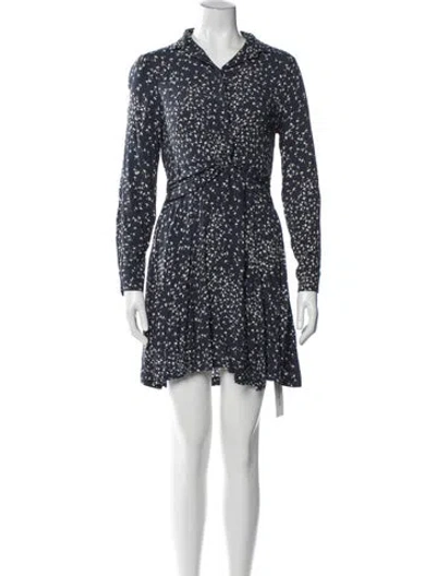 Pre-owned Ganni Floral Print Mini Dress In Blue