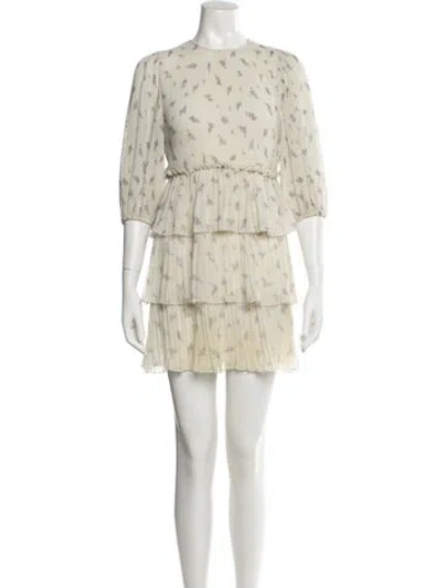 Pre-owned Ganni Floral Print Mini Dress In Blue
