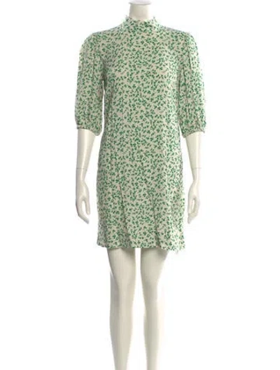 Pre-owned Ganni Floral Print Mini Dress In Green