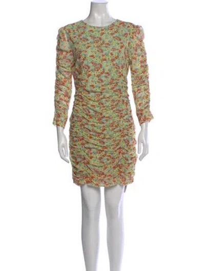 Pre-owned Ganni Floral Print Mini Dress In Green