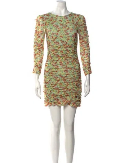 Pre-owned Ganni Floral Print Mini Dress In Green