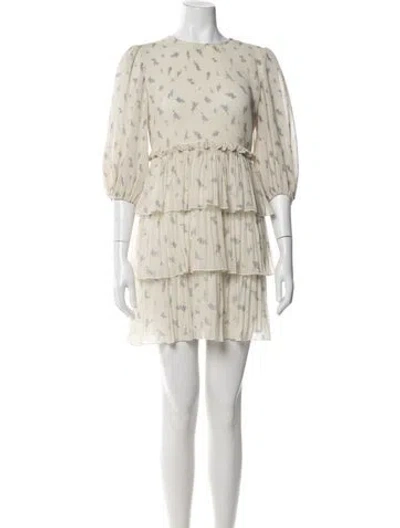 Pre-owned Ganni Floral Print Mini Dress In Multi