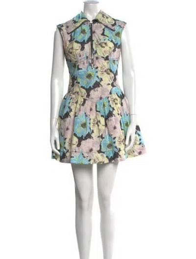 Pre-owned Ganni Floral Print Mini Dress In Multi