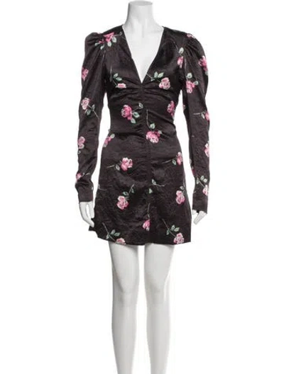 Pre-owned Ganni Floral Print Mini Dress In Multi