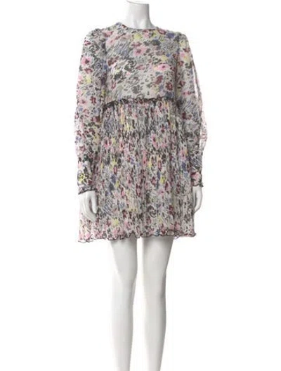Pre-owned Ganni Floral Print Mini Dress In Neutral