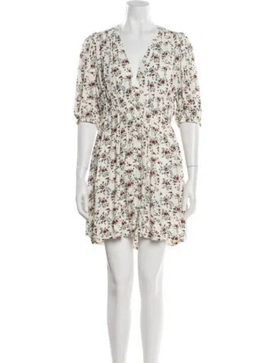Pre-owned Ganni Floral Print Mini Dress In Neutral