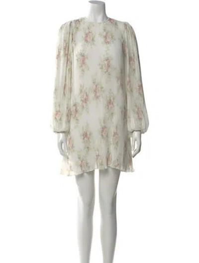 Pre-owned Ganni Floral Print Mini Dress In Neutral