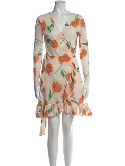 Pre-owned Ganni Floral Print Mini Dress In Orange