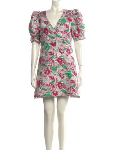 Pre-owned Ganni Floral Print Mini Dress In Pink