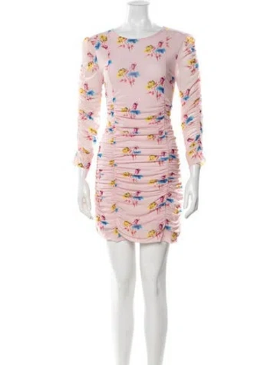 Pre-owned Ganni Floral Print Mini Dress In Pink