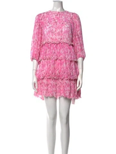 Pre-owned Ganni Floral Print Mini Dress In Pink