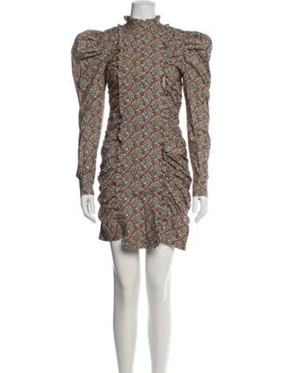 Pre-owned Ganni Floral Print Mini Dress In Purple