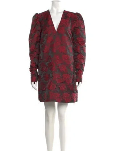 Pre-owned Ganni Floral Print Mini Dress In Red