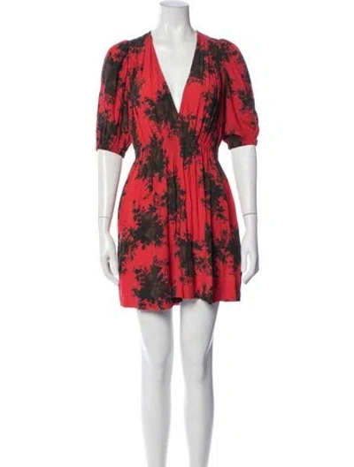 Pre-owned Ganni Floral Print Mini Dress In Red