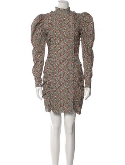 Pre-owned Ganni Floral Print Mini Dress W/ Tags In Black